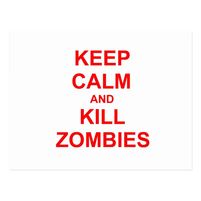 Keep Calm and Kill Zombies orange pink red Post Card