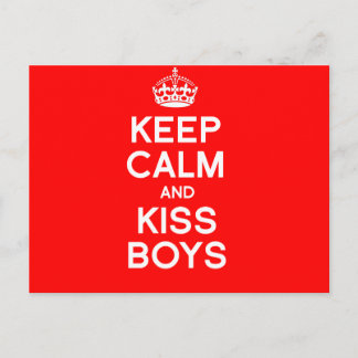 KEEP CALM AND KISS BOYS POSTCARD