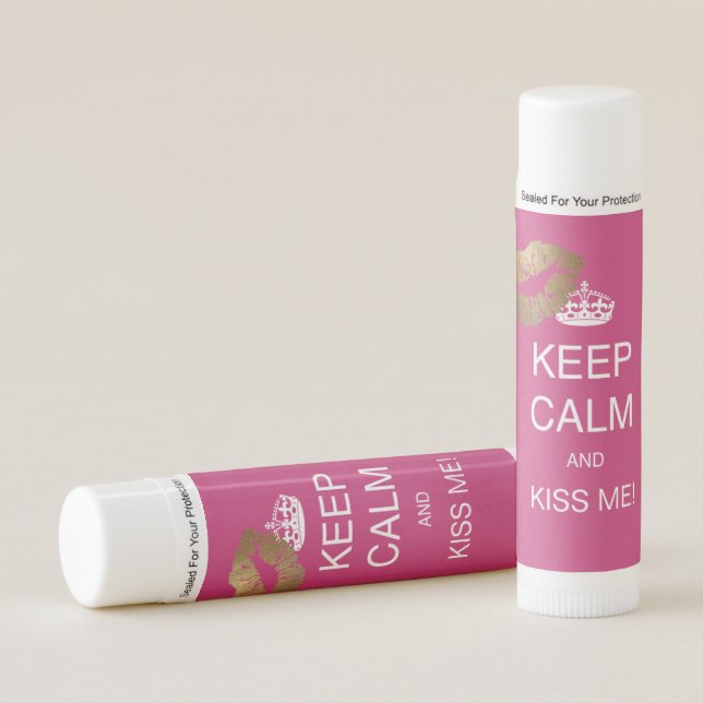 KEEP CALM and KISS ME FUNNY Personalized Custom Lip Balm (Front)