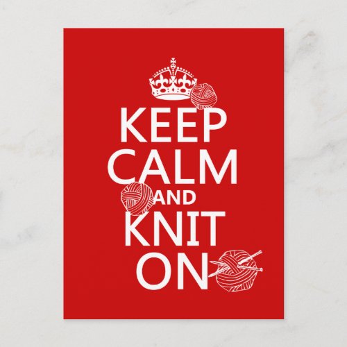 Keep Calm and Knit On _ all colors Postcard