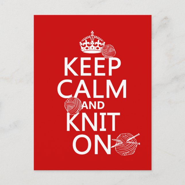 Keep Calm and Knit On - all colors Postcard (Front)