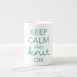 Keep Calm and Knit On Bone China Mug