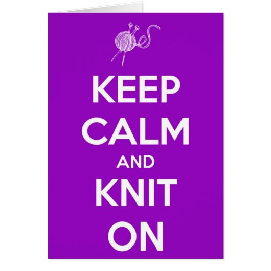 Keep Calm and Knit On Fuschia Cards (Front)