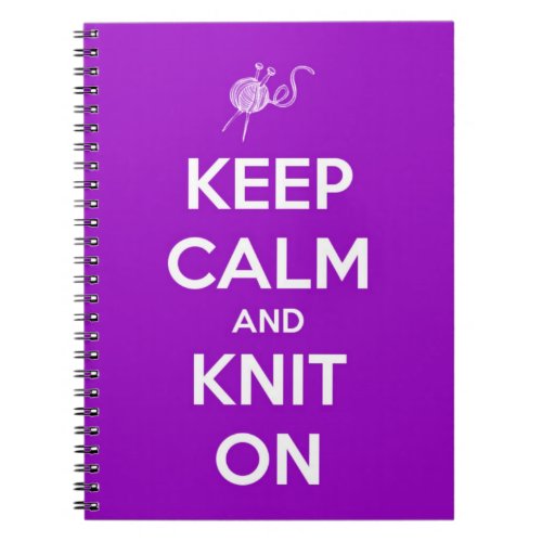 Keep Calm and Knit On Fuschia Notebook