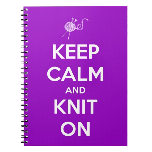 Keep Calm and Knit On Fuschia Notebook (Front)