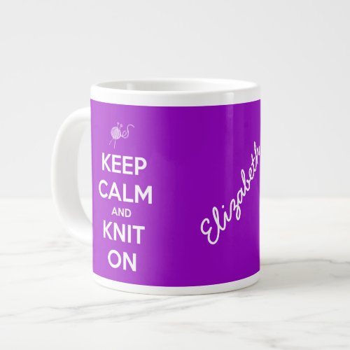 Keep Calm and Knit On Fuschia Personalized Mug