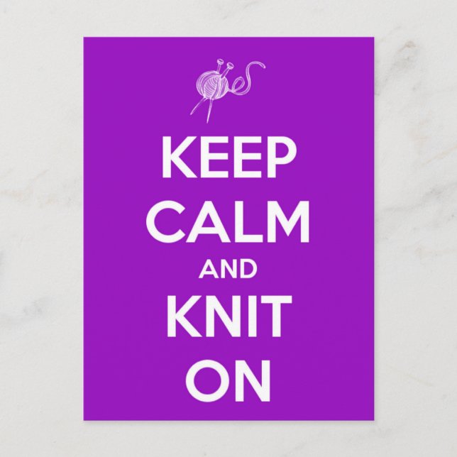 Keep Calm and Knit On Fuschia Postcard (Front)