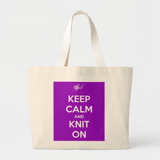 Keep Calm and Knit On Jumbo Tote Bag (Front)