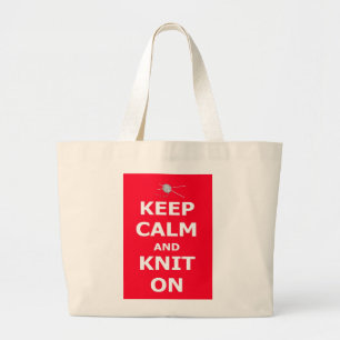 Keep Calm and Knit On Large Tote Bag