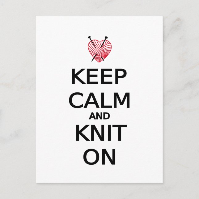 Keep calm and knit on postcard (Front)