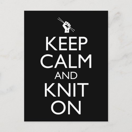 Keep Calm And Knit On Postcard
