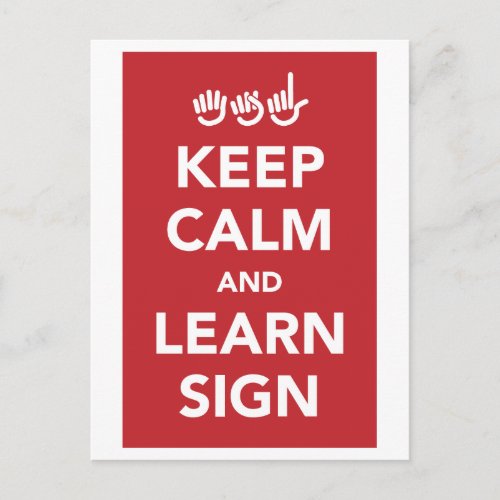 Keep calm and learn sign postcard postcard