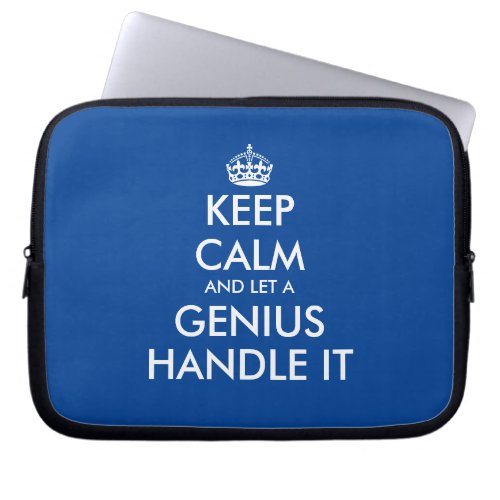 Keep calm and let a genius handle it fun zippered laptop sleeve