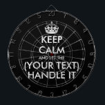 Keep calm and let (custom text) handle it funny dart board<br><div class="desc">Keep calm and let (custom text) handle it funny Dart Board. Personalized keep calm and carry on dartboard. Personalize with your own funny parody. Fun Birthday gift idea for kids and adults. Trendy wall decor ideas for home, pub, car, cafe, restaurant, man cave, office and other places to relax. Modern...</div>
