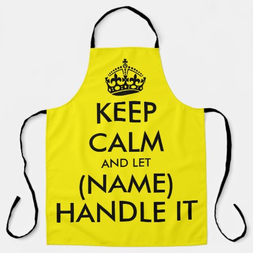 Keep calm and let handle it cool yellow BBQ apron