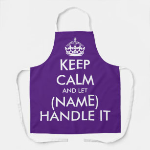 Keep calm and let handle it funny large purple BBQ Apron
