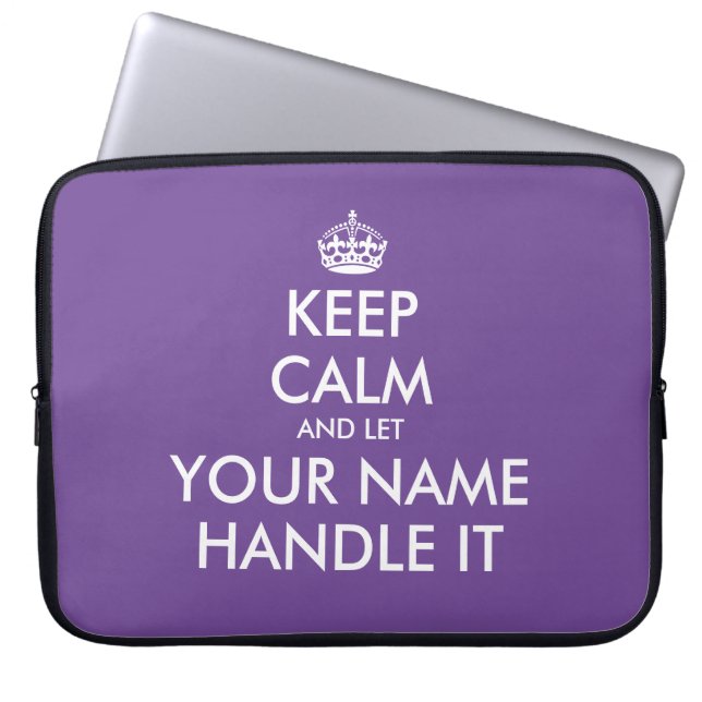Keep calm and let handle it funny neoprene laptop sleeve (Front)