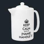Keep calm and let handle it medium size tea pot<br><div class="desc">Keep calm and let handle it medium size tea pot with lid. Funny gift idea for friends and family who love drinking tea. Also great for the office. Small size available too.</div>