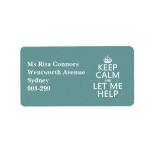 Keep Calm and Let Me Help (customizable colors) Label