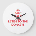 Keep Calm And Listen To The Donkeys Large Clock at Zazzle