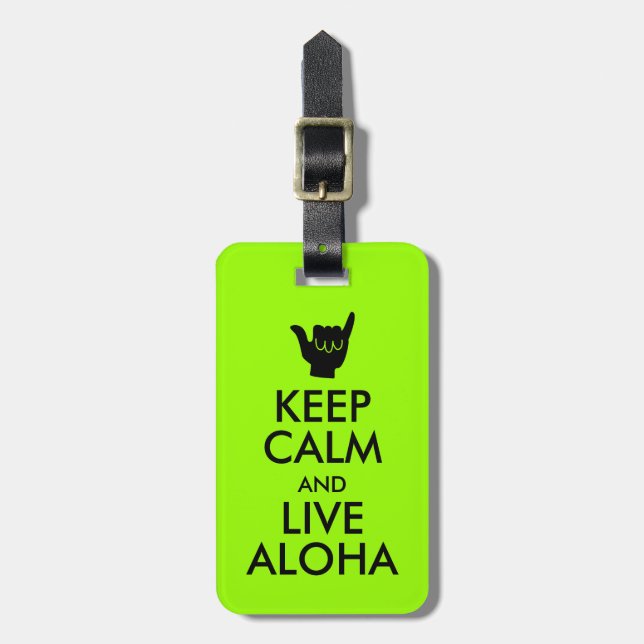 Keep Calm and Live Aloha Luggage Tag Shaka Sign (Front Vertical)