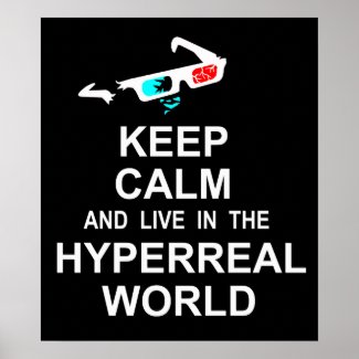 Keep calm and live in the hyperreal world poster