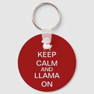 Keep Calm and Llama On Keychain