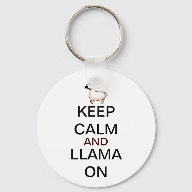 Keep Calm and Llama On Keychain (Front)