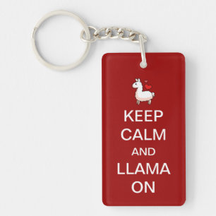 Keep Calm and Llama On Keychain