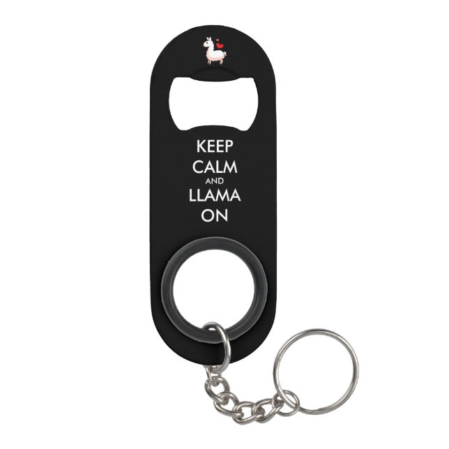 Keep Calm and Llama On Keychain Bottle Opener (Back)