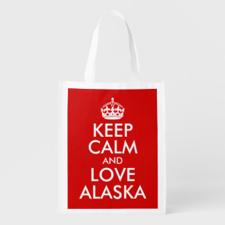 Keep Calm and Love Alaska Grocery Bag