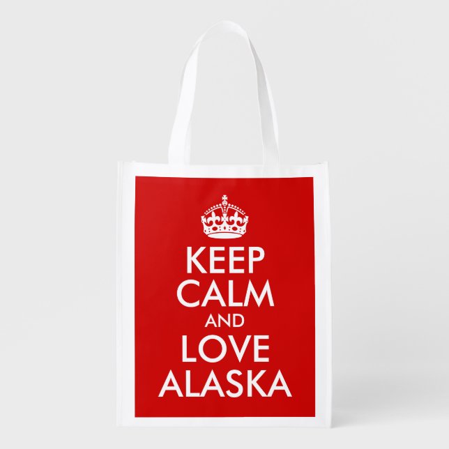 Keep Calm and Love Alaska Grocery Bag (Front)