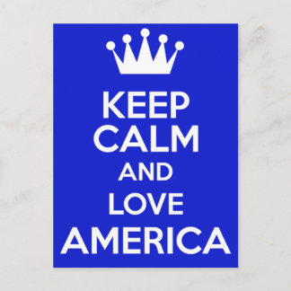 keep calm and love america postcard