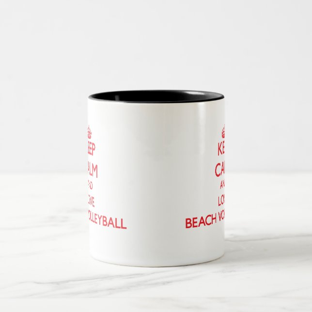 Keep calm and love Beach Volleyball Two-Tone Coffee Mug (Center)