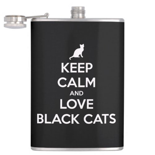 Keep calm and love black cats flask