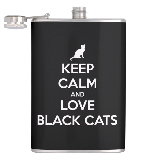 Keep calm and love black cats flask (Opened)