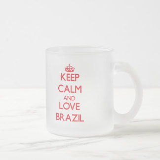 Keep Calm and Love Brazil Frosted Glass Coffee Mug