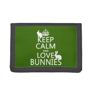 Keep Calm and Love Bunnies - all colors Tri-fold Wallet
