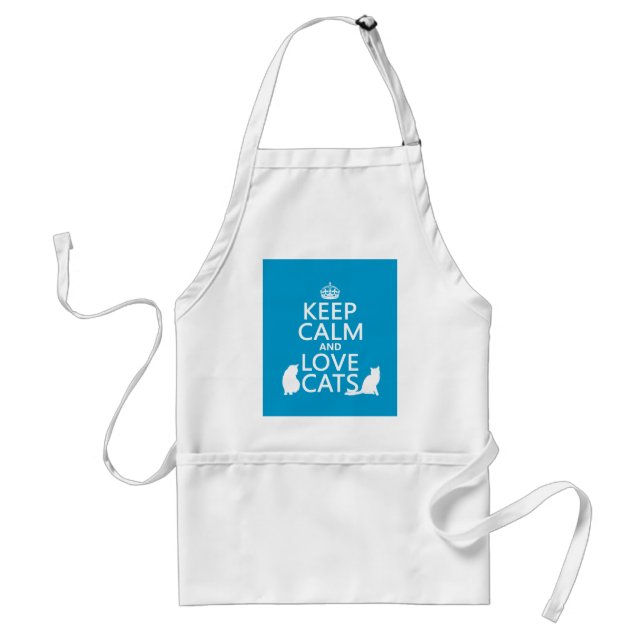 Keep Calm and Love Cats Adult Apron (Front)