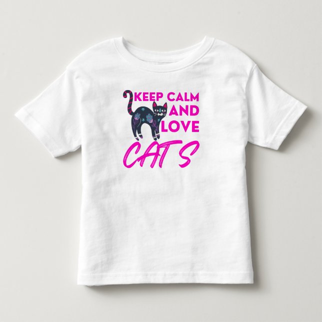 Keep Calm And Love Cats Christmas Toddler T-shirt (Front)