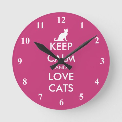 Keep Calm and love cats custom wall clock