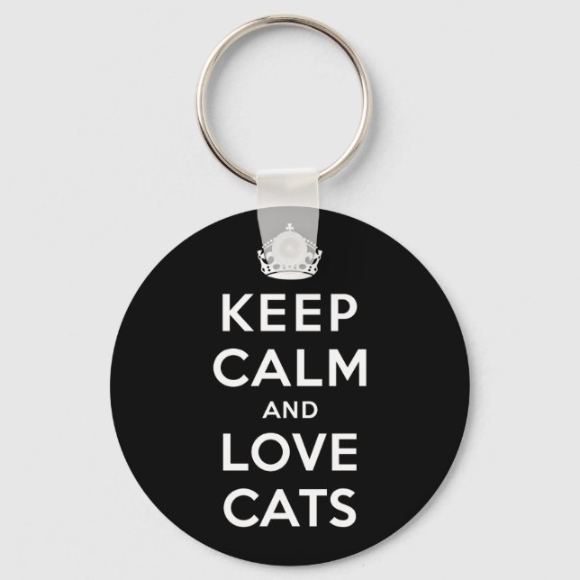 Keep Calm and Love Cats Keychain (Front)