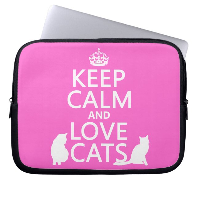 Keep Calm and Love Cats Laptop Sleeve (Front)