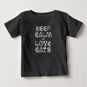 Keep Calm And Love Cats Modern Black Baby kids T-Shirt