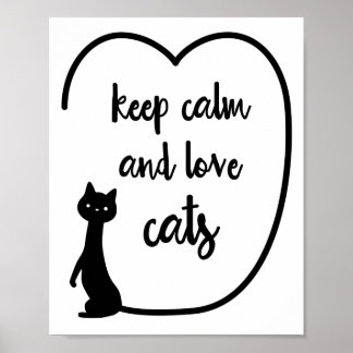 Keep calm and love cats quote wall art