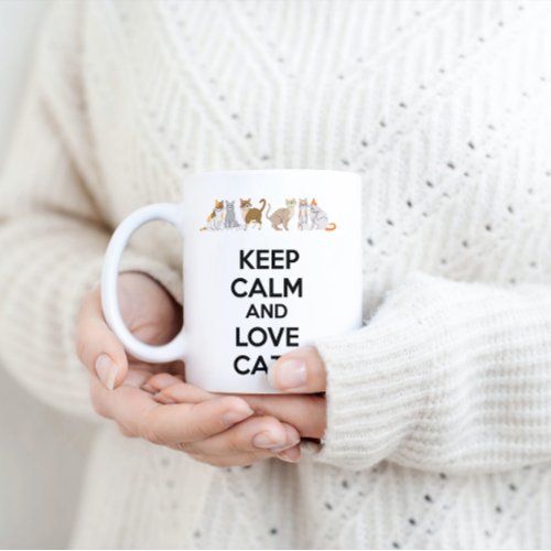 Keep Calm and Love Cats Two_Tone Coffee Mug