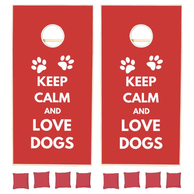 Keep calm and love dogs cornhole set (Set)