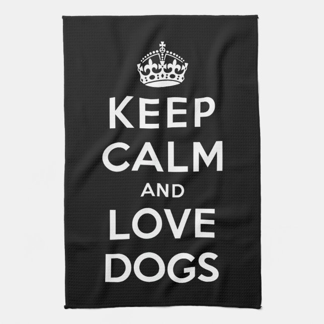 Keep Calm and Love Dogs Kitchen Towel (Vertical)
