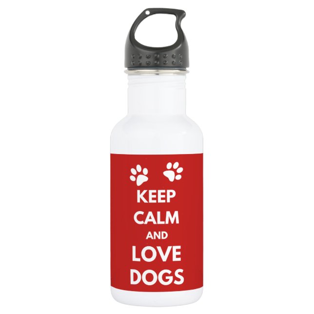Keep calm and love dogs stainless steel water bottle (Front)