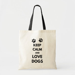 Keep calm and love dogs tote bag